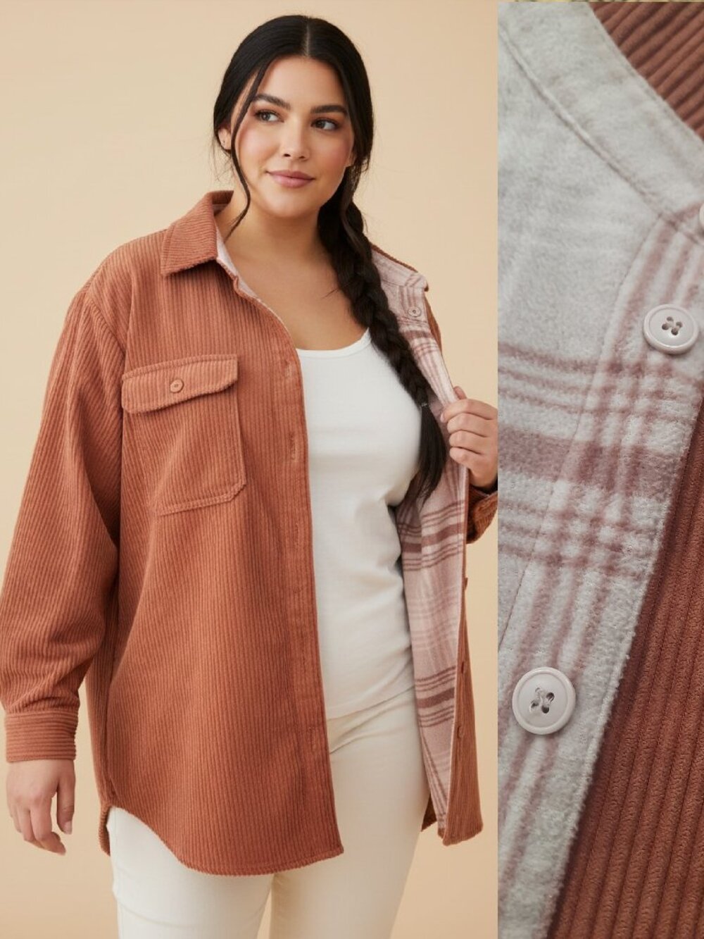 Reversible corduroy & fleece jacket - Love Tree brand